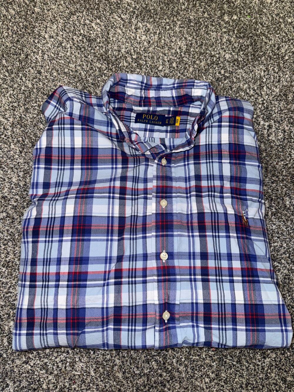 Polo Ralph Lauren Men’s LT Large Tall Blue Plaid Button Down Shirt
